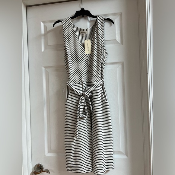 MONTEAU LOS ANGELES Nautical Dress Tie Waist A-Line Casual Blue Stripe X-Small - Picture 1 of 4